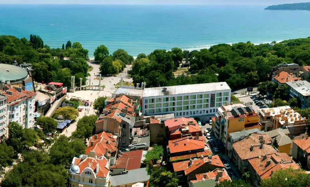 Buildings and sea on a Bulgarian coastline 